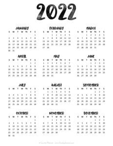 33 pretty free printable one page calendars for 2022