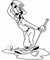 Golf Coloring Pages Goofy Disney Kids Mickey Cartoon Funny Mouse Themed Drawing Golfer Sports Book Friends Pluto Cliparts Playing Clipart sketch template