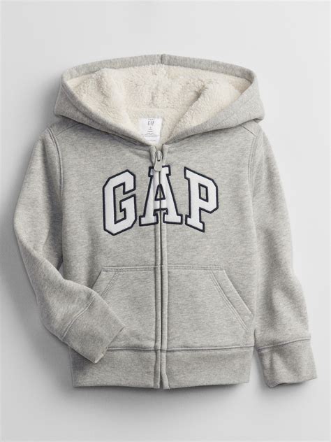 babygap logo sherpa lined zip hoodie gap factory