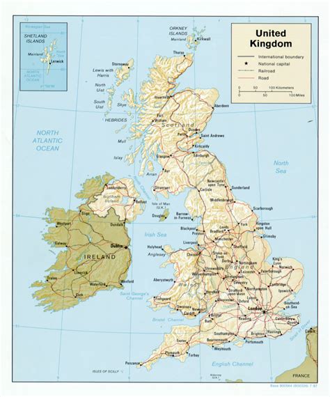 large detailed political map  united kingdom  relief roads
