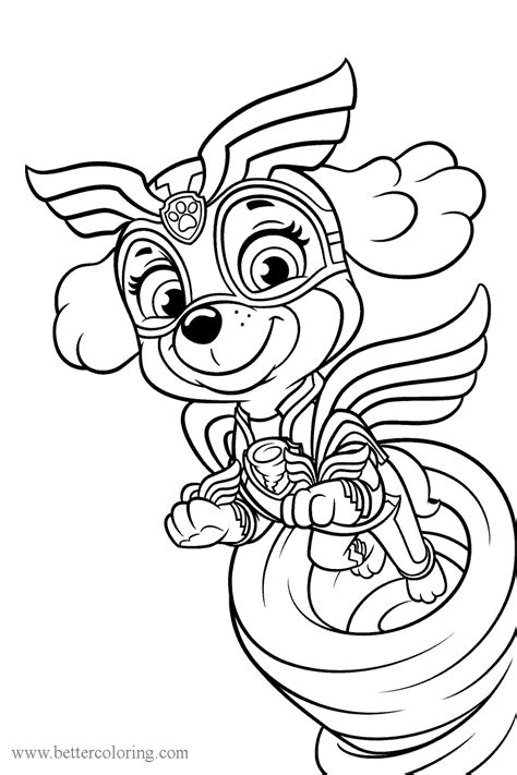 skye  mighty pups coloring pages  printable coloring pages