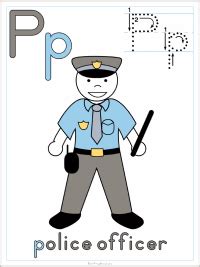 alphabet letter p police officer preschool lesson plan printable