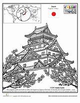 Coloring Castle Colouring Osaka Pages Japan Japanese Worksheets Kids Worksheet Printable Geography Color Education Books Sheets Culture Fourth Famous Adult sketch template