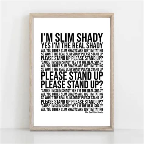 Eminem The Real Slim Shady Song Lyrics Poster Print Wall Art 14 60