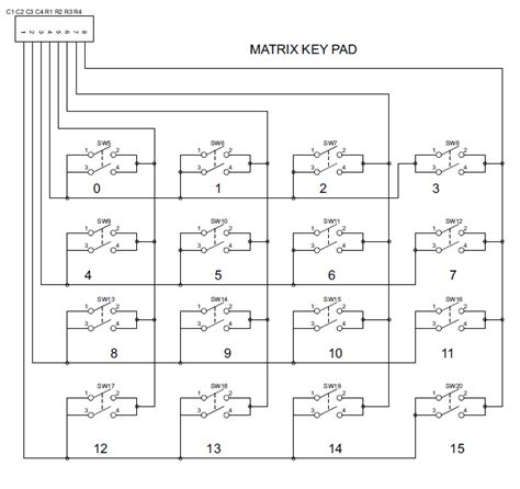 4x4 Matrix Keypad Circuit Diagram