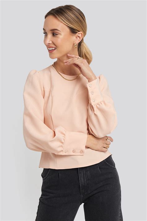 puff sleeve short blouse roze na kdcom