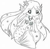 Mermaid Anime Coloring Pages Printable Chibi Cartoon Deviantart sketch template