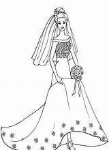 Coloring Pages Wedding Dress Barbie Doll Bride Kids Color раскраски Beautiful Printable Barbi Princess Print Wearing People Girls все категории sketch template