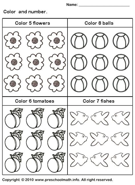 coloring number worksheets  kindergarten kindergarten worksheets
