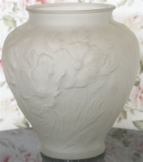 Sold Price Antique Moulded Frosted Glass Vase With Poppy