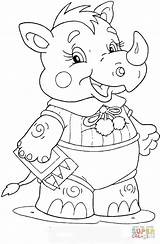 Coloring Baby Rhino Pages Rhinoceros School Printable Categories Drawing Books sketch template