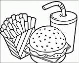 Coloring Pages Hamburger Fries Food Getdrawings sketch template