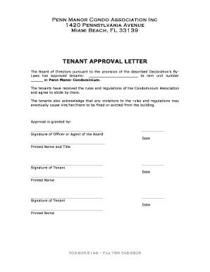 condo association approval letter sample fill  printable