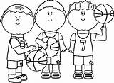 Boy Clipart Basketball Players Clip Playing Friends Coloring Outline Pages Sports Kids Three Graphics Wecoloringpage Printable Clipground sketch template
