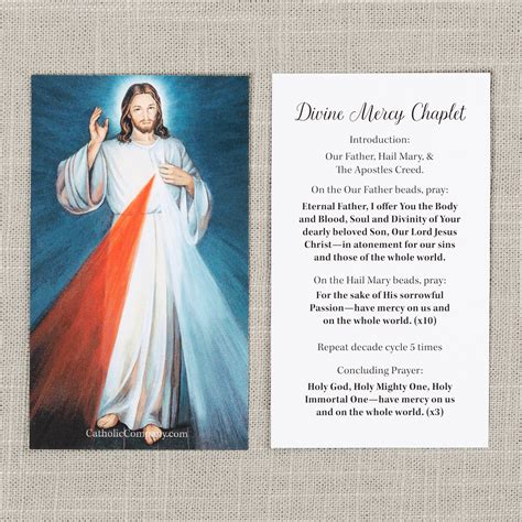 divine mercy image  chaplet prayer card  catholic company