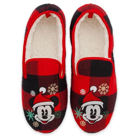 mickey mouse plaid holiday slippers  adults
