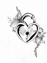 Heart Key Lock Drawing Tattoo Tattoos Locks Getdrawings Keys sketch template