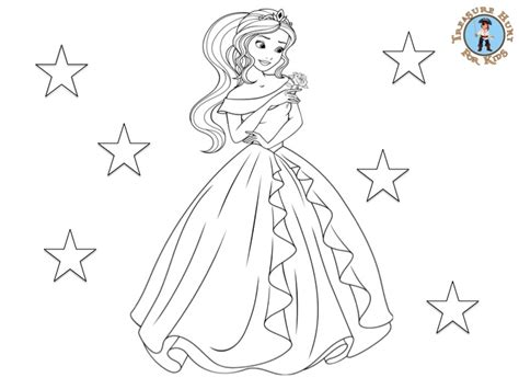 princess dress coloring page  printables treasure hunt  kids