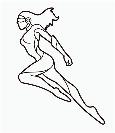 outline super hero woman jumping  vector art  vecteezy