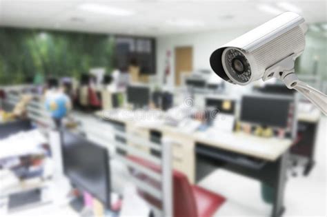 cctv camera security operating  office building stock image image  safety bokeh