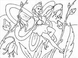 Coloring Fairy Flower Pages Printable Drawings Large sketch template