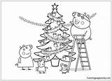 Peppa Pig Christmas Pages Tree Coloring Printable Holidays Color Coloringpagesonly sketch template
