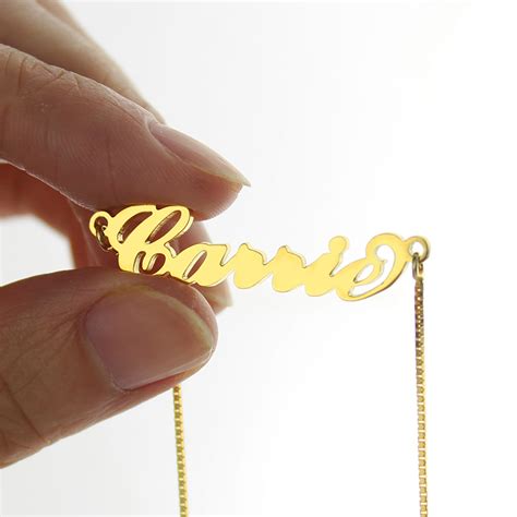 tnamenecklace gold sex and the city carrie name necklace