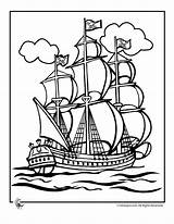 Coloring Pirate Ship Kids Print sketch template