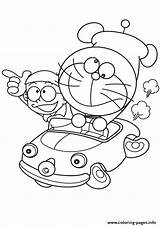 Doraemon Coloring Pages Nobita 1906 Driving Car Printable sketch template
