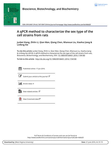 pdf a qpcr method to characterize the sex type of the cell strains