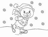 Christmas Teddy Skating Bear Coloring Coloringcrew sketch template