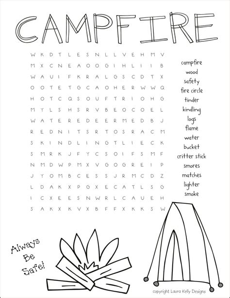 Free Printable Camping Word Search Camping Printables Campfire