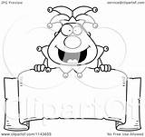 Chubby Jester Banner Over Clipart Cartoon Cory Thoman Outlined Coloring Vector Collc0121 Royalty sketch template