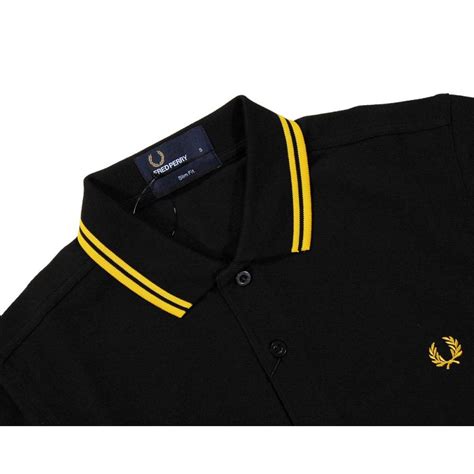 Fred Perry M3600 Twin Tipped Polo Black Yellow Yellow