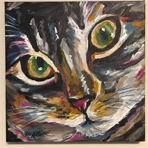colorful cat art print cat canvas art  fine art paper etsy cat