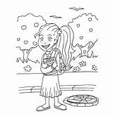 Girl Coloring Student Daily Drawing Childhood Preview Activity sketch template