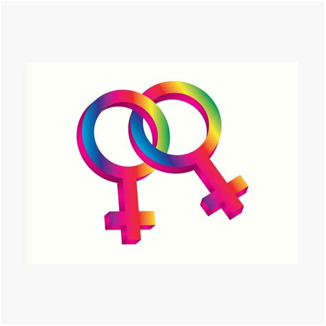 female gender same sex symbols 3d illustration art print by