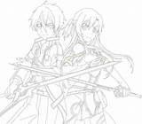 Kirito Asuna Sword Miya Sao Swords Neocoloring Lapiz sketch template