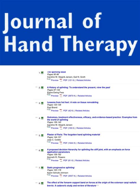Journal Of Hand Therapy V 15 N 2 2002 Evidence Based