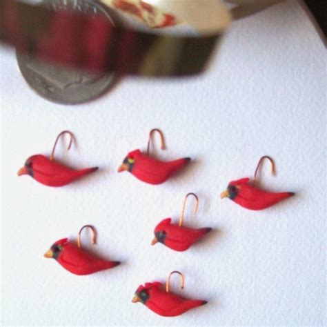 cardinal birds micro miniature dollhouse holiday decor tiny