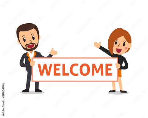 vector cartoon business people holding  sign  design stock