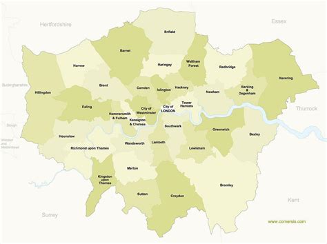 london borough map map  london boroughs england