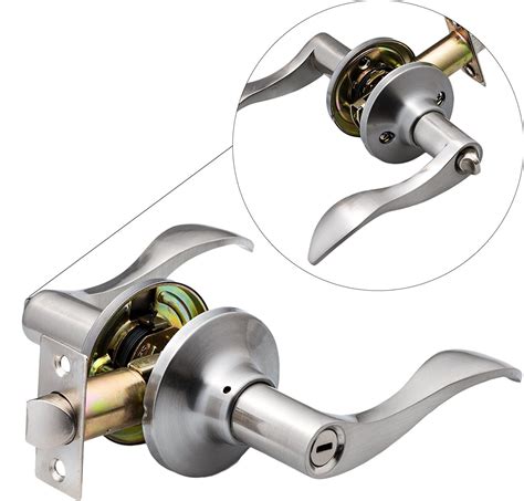 lockpk stainless steel entry door lock privacy lever door handle reversible   left