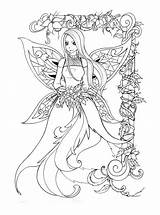 Coloring Fairy Feen Lineart Elfen Erwachsene Fae Malvorlagen Ausmalen Ausdrucken Ausmalbild Elfo Kostenlos sketch template