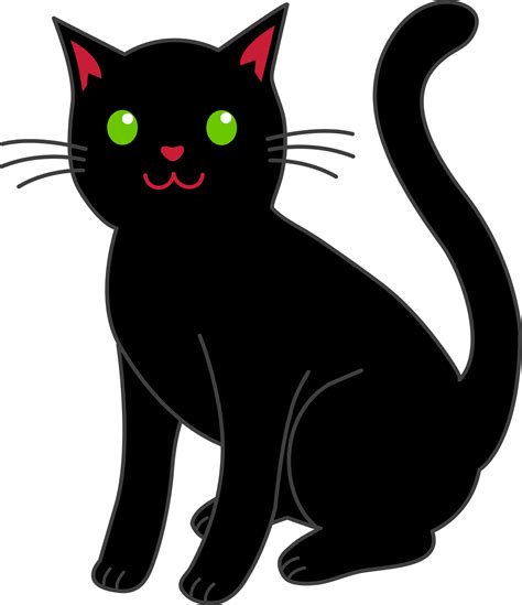 simple black halloween cat  clip art
