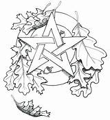 Coloring Pentacle Pagan Pentagram Wiccan Leaf Witchcraft Mabon Bos Designlooter Carole Imgkid sketch template
