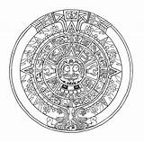 Calendar Mayan Aztec Drawing Draw Drawings Sketch Maya Coloring Printable Pages Paintingvalley Sketches sketch template