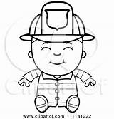 Clipart Fire Fighter Sitting Boy Happy Cartoon Outlined Coloring Vector Fireman Cory Thoman Shrugging Pudgy sketch template