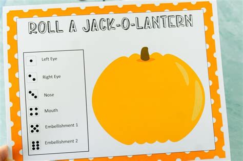 printable roll  jack  lantern dice game play party plan