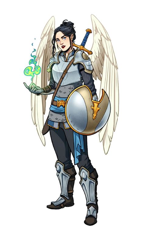 Female Aasimar With Wings Paladin Knight Pathfinder